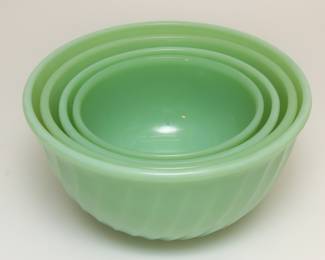 Vintage Fire King Jadeite Swirl Mixing Bowls Set of 4