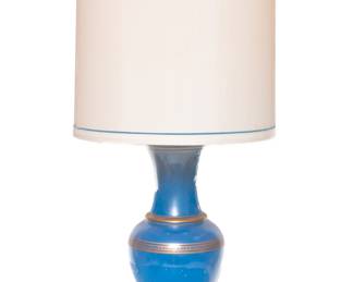 Frederick Cooper Royal Blue Glass Gilt Table Lamp With Original Lamp Shade
