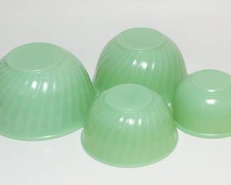 Vintage Fire King Jadeite Swirl Mixing Bowls Set of 4