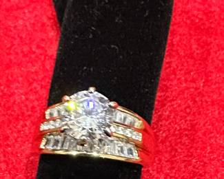 Gold Plated Silver Ring with CZ's