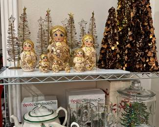 Russian Nesting Dolls, and Spode Christmas Tree Items