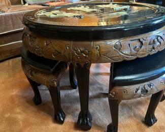 Asian inlaid table - gorgeous!  With 4 stools - a must see!!!