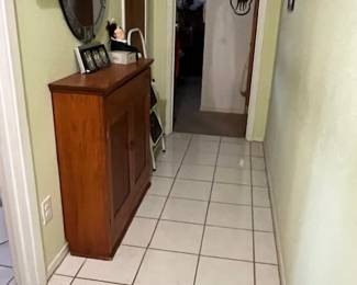 solid wood slim line cabinet - great for entry way or CDs, DVDs, etc.