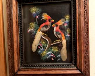 Vintage frames with feather artwork