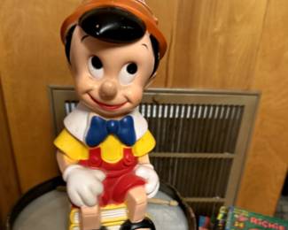 vintage toys pinocchio, barbie, Mickey Mouse and more.