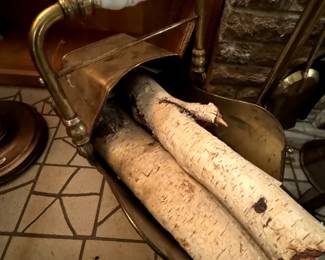Brass Log fireplace storage