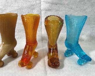Vintage Fenton Glass Roller Skates * Amber Glass Boot
