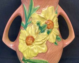Vintage Roseville Double Handle Peony Vase
