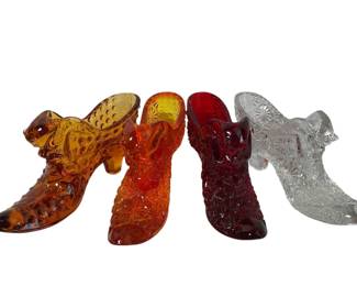 Fenton Cat Head Glass Shoes * Daisy & Button * Hobnail
