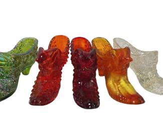 Fenton Glass Cat Head Glass Slippers * Boyd * Hobnail * Daisy & Button
