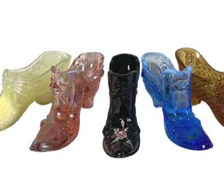 Fenton Glass Shoes * Signed Black Shoe * Herman Tappan * Boyd
