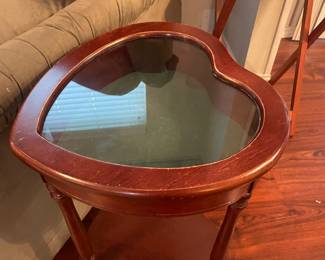 Two heart shaped display tables