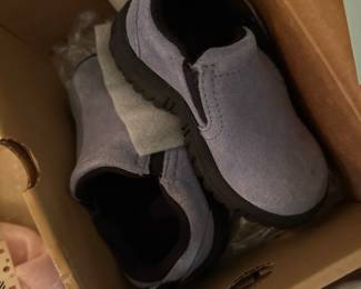 Lands End womens slip ons grey suede