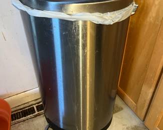 metal trash can