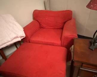 IKEA Oversized Red Chair and Large foot stool - ottoman