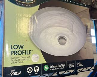 Hunter Low Profile Alabaster Glass with Brushed Nickel White Finials