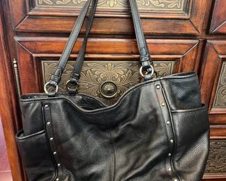 black leather bag