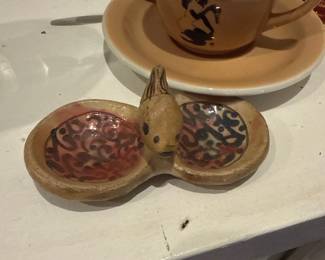 ceramic handpainted open dish salt pepper
