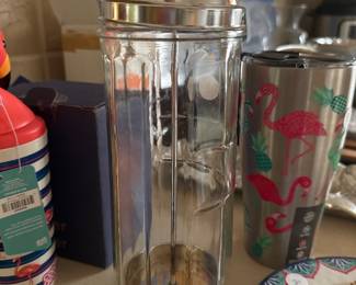 Vintage Table Craft Large Glass and Chrome Straw Dispenser