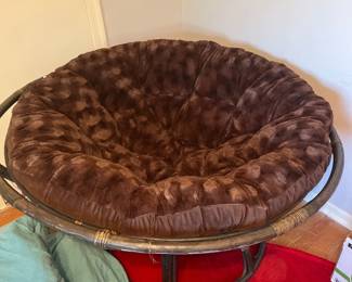 Rattan Papasan Chair with Micro Suede Cushion