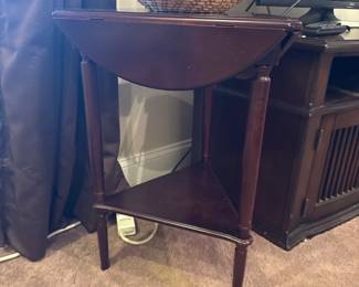 Vintage Bombay Furniture Round / Triangle Drop Leaf Side Table