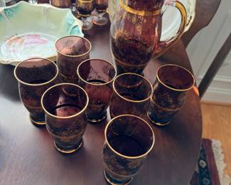 Murano pitcher and goblet set