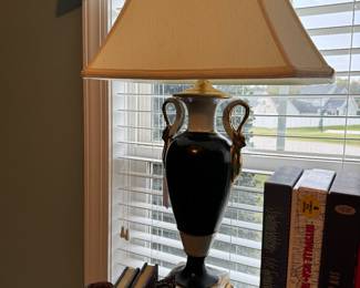 Vintage porcelain swan neck lamp