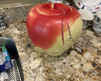 Vintage apple cookie jar