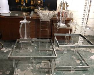 MCM Chrome and Lucite End Tables