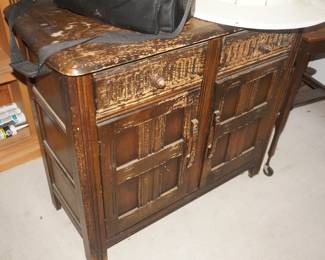 wooden cupboard or hutch