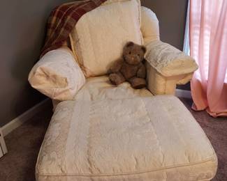 White chair and ottoman 