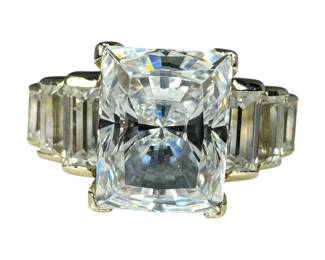 14kt White Gold Cubic Zirconia Radiant Engagement Ring 4pt7 Grams