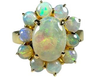 14kt Yellow Gold Cluster Opal Ring 3pt8 Grams