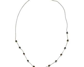 14kt Two Toned Puffy Bead Stationary Necklace 3pt7 Grams