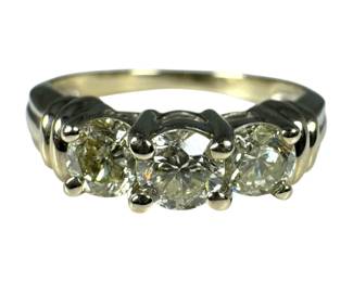 14kt White Gold 3 Stone Diamond Ring Three Fourths CTTW 3pt8 Grams