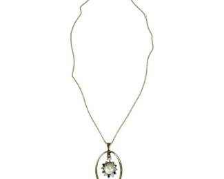 14kt Yellow Gold Opal Diamond and Emerald Dangle Necklace 5 Grams