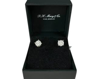 14kt White Gold Diamond Cluster Stud Earrings 2pt1 Grams