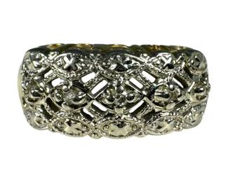 14kt Two Toned Diamond Filigree Band 4pt3 Grams