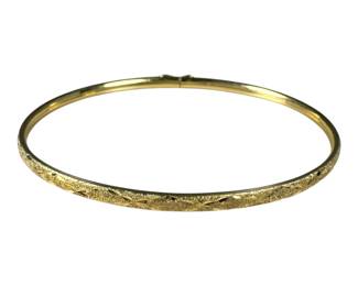 14kt Yellow Gold Diamond Cut Bangle Bracelet 3pt2 Grams