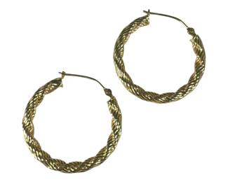 14kt Yellow Gold Rope Hoop Earrings 2 Grams