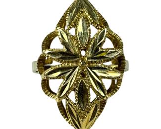 14kt Yellow Gold Flower Diamond Cut Ring 3pt3 Grams