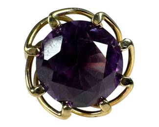 14kt Yellow Gold Synthetic Alexandrine Ring 6pt6 Grams