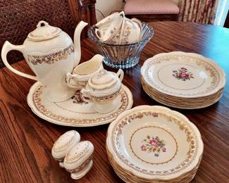 Vintage "American Beauty" 22k Gold Rimmed Dinnerware