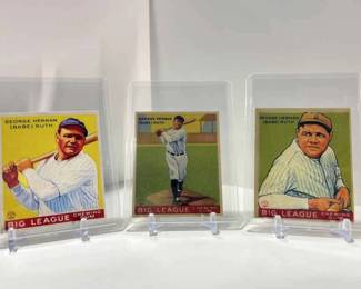 3 Novelty 1933 Goudey Babe Ruth Reprints