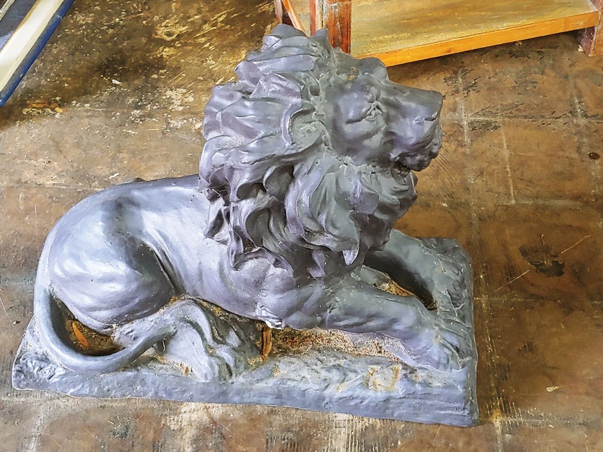Pair of Large Cast Iron Lions
