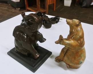 Metal elephant & bear