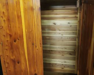 Inside cedar cabinet