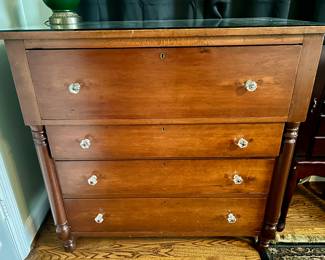Chest of drawers with a glass top added for protection 