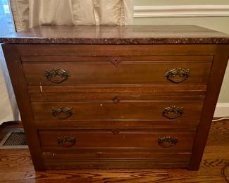 Oak chest with marble top