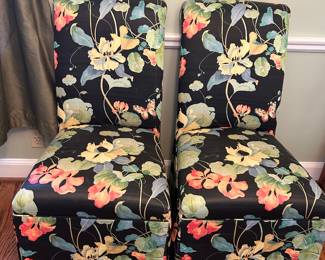 Pair of floral parson’s chairs